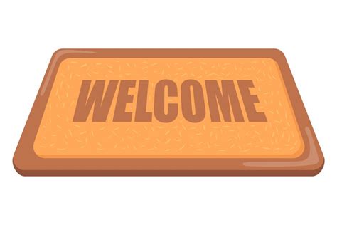 Welcome carpet. Doormat icon. Wool cartoon rug