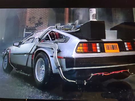 In Back to the Future part 2 (1989) the futuristically modified DeLorean has a barcode license ...