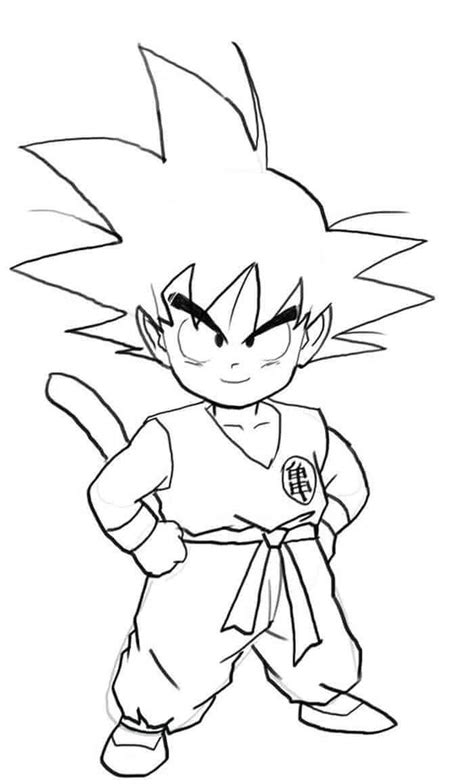 Niño sonriente Goku para colorear, imprimir e dibujar –ColoringOnly.Com