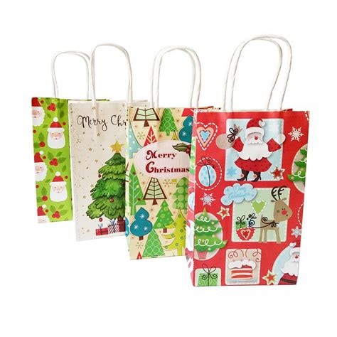 10 Pcs/lot 21x13x8cm Merry Christmas Gift Bag With Handle Decoration ...