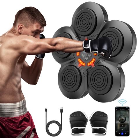 Music Boxing Machine with Boxing Gloves, Wall Mounted Smart Bluetooth Music Boxing Trainer ...