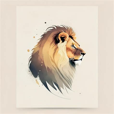 Premium AI Image | Lion in minimalist illustration with soft colors