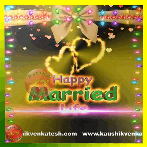 happy married life with two hearts on the front and green background ...