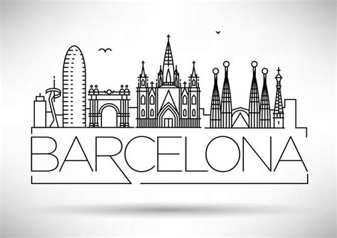 Minimal Barcelona Skyline | Ilustrasi lukisan, Sketsa, Sketsa kota