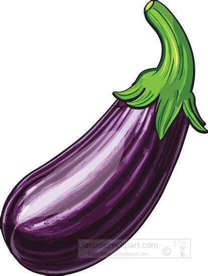 Vegetable Clipart-purple eggplant with a green stem