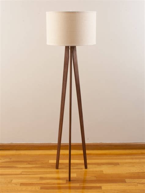 Tripod Floor Lamp Black Walnut Mid-Century Modern | Etsy