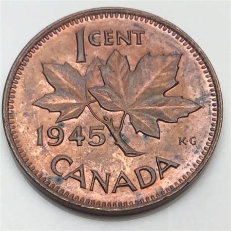 1945 Canada 1 One cent Penny Circulated Canadian Coin D719 | Canadian coins, Coins worth money ...