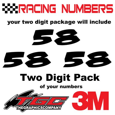 Racing Numbers Vinyl Decals Stickers Noisy 3 pack – The Graphics Company