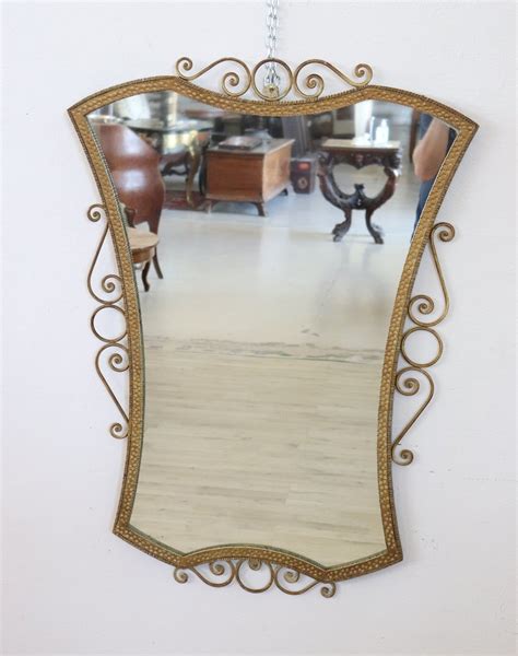 Vintage Gilded Metal Wall Mirror, 1950s | #220524