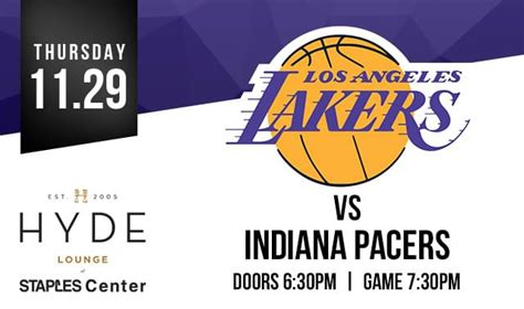 LA Lakers vs. Indiana Pacers Tickets at Hyde STAPLES in Los Angeles by ...