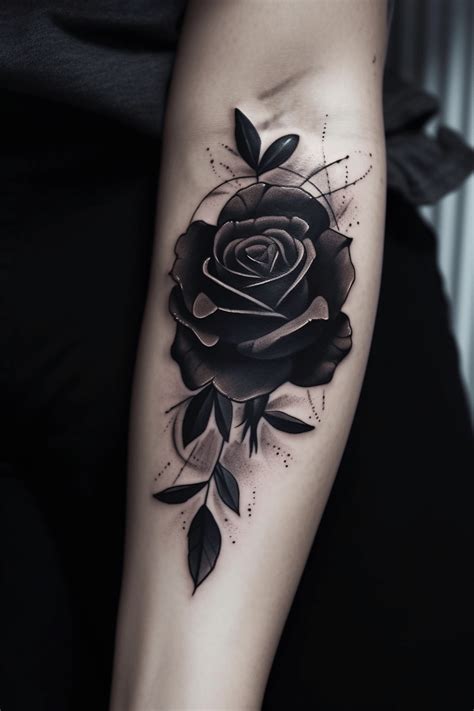 a black rose tattoo on the arm