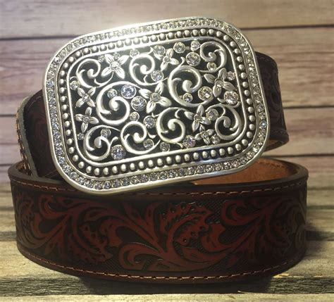 Ariat Western Womens Belt Leather Filigree Rhinestone Brown A10006957 ...