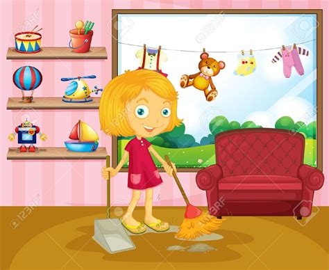 girl cleaning room room clipart - Clipground