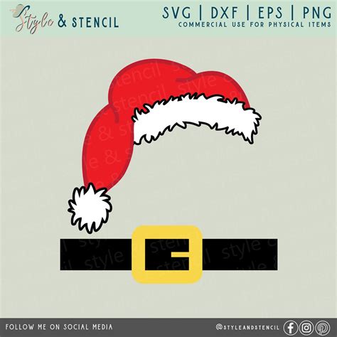 Buy Santa Belt and Hat SVG Santa Belt Svg Santa Hat SVG Santa SVG Santa Clipart Santa Claus Svg ...