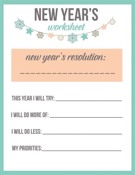 Free New Years Resolution Printables