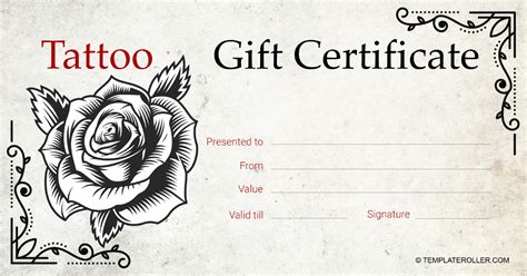 Free Printable Tattoo Voucher Template