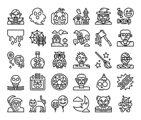 happy halloween outline vector icons 2424244 Vector Art at Vecteezy