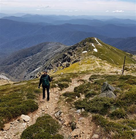 View of the track down from Mount Bogong, Victoria, Australia. One of the more challenging short ...