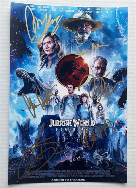 Jurassic World Dominion cast signed autographed 8x12 photo Sam Neill Chris Pratt photograph