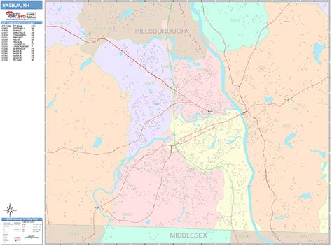 Nashua New Hampshire Wall Map (Color Cast Style) by MarketMAPS