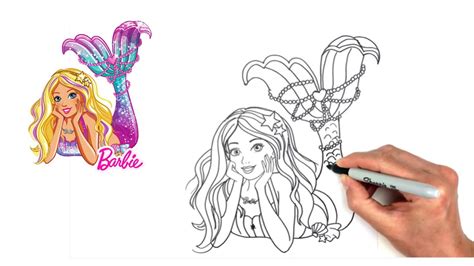 Barbie Mermaid Drawing | How to Draw Barbie - YouTube