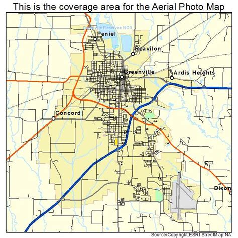 Aerial Photography Map of Greenville, TX Texas