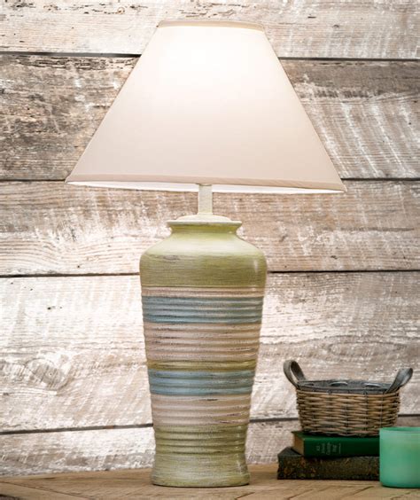 Beach Table Lamps: Summer Ribbed Pot Table Lamp | Bella Coastal Decor