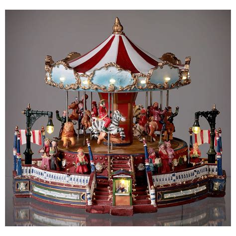 Christmas Carousel Holiday Scene with lights music 25x30x30 | online ...