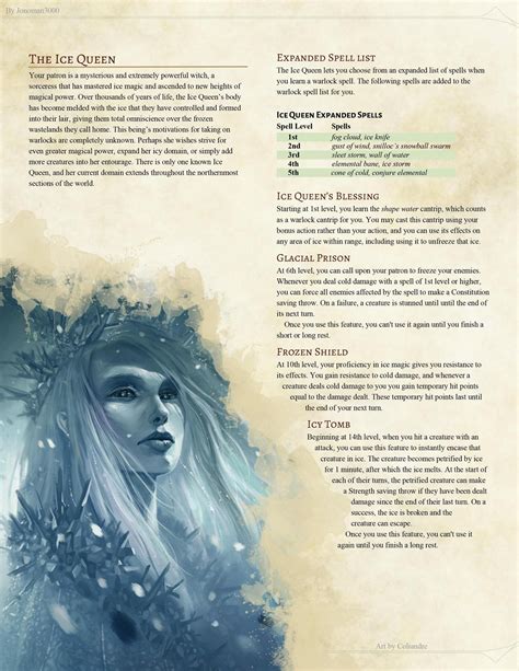 Warlock Subclass: The Ice Queen | Warlock dnd, D&d dungeons and dragons, Dungeons and dragons ...