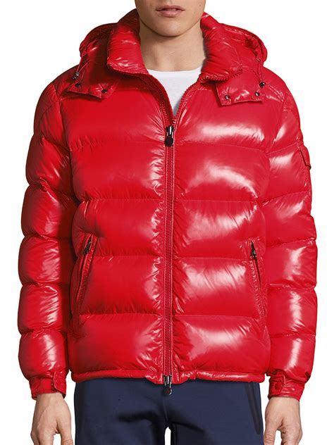 Moncler Synthetic Maya Shiny Puffer Jacket in Red for Men - Lyst