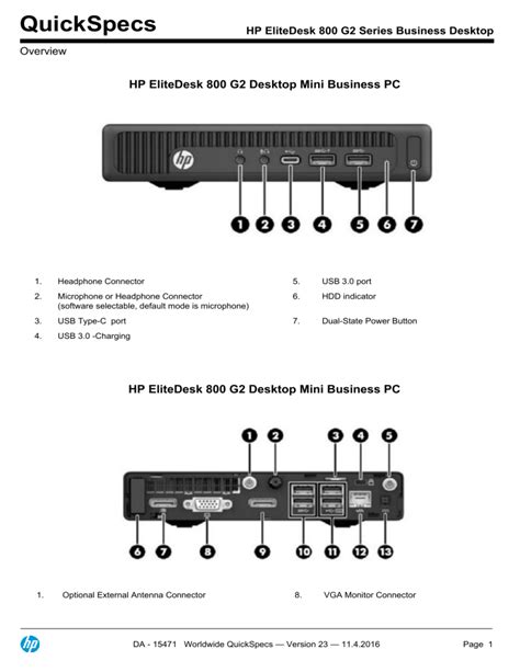 HP EliteDesk 800 G2 Series Business Desktop | Manualzz