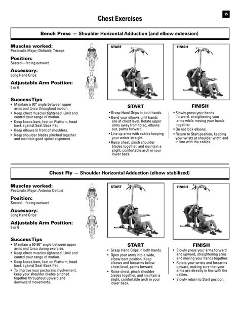 Chest exercises | Bowflex Revolution XP User Manual | Page 27 / 100