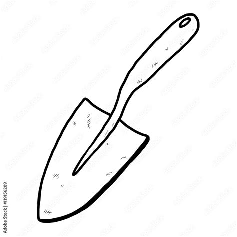 plant trowel / cartoon vector and illustration, black and white, hand ...