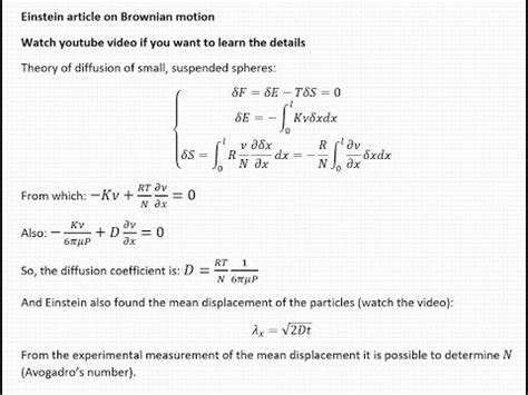 Detailed explanation of Einstein's article on the Brownian motion - YouTube