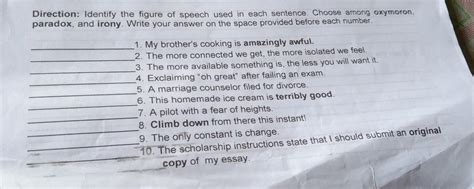 identify the figure of speech used in each sentence. Choose among ...