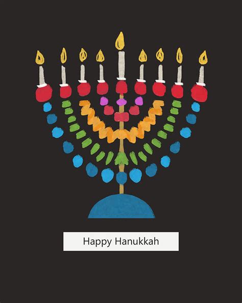 Happy Hanukkah Modern Menorah- Art by Linda Woods Mixed Media by Linda Woods - Pixels