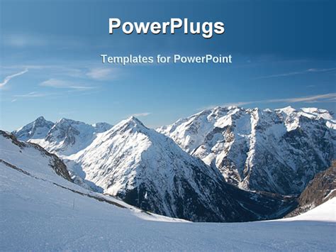 PowerPoint Template: snowy mountains, snow on mountain peak, blue sky ...