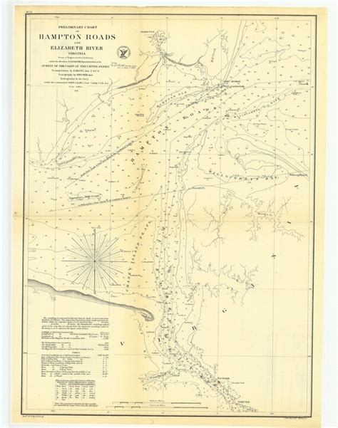 Hampton Roads Map 1857 | Etsy