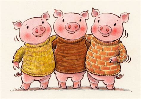 Another pic for Daily Doodle ... The Three Little Pigs. In knitwear. | Pig illustration, Pig ...