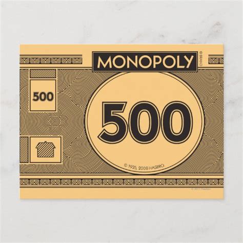 Monopoly | 500 Dollar Bill Postcard | Zazzle.com