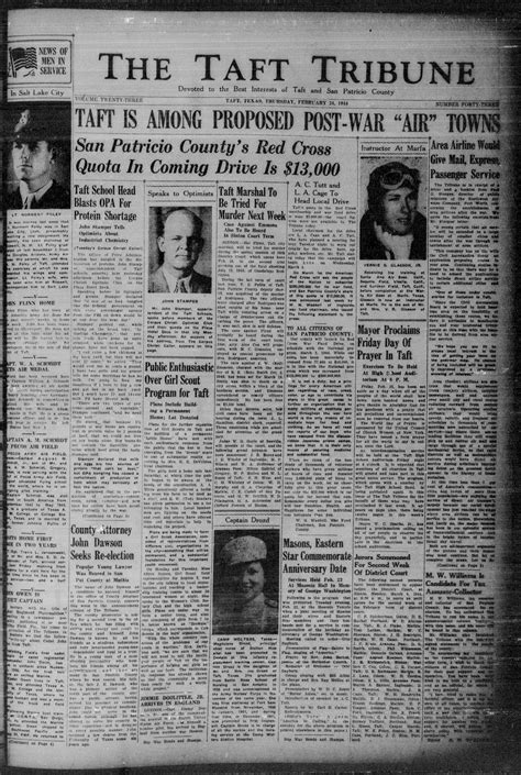 The Taft Tribune (Taft, Tex.), Vol. 23, No. 43, Ed. 1 Thursday, February 24, 1944 - The Portal ...