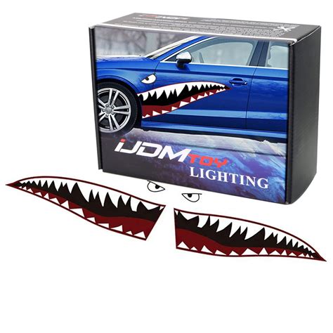 IJDMTOY Complete Set 60-Inch Full Size Shark Mouth W/Eye Die-Cut Vinyl Decals Compatible With ...