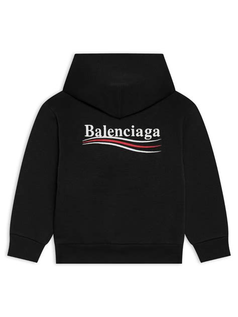 BALENCIAGA KIDS Political Logo Hoodie Black – MAISONDEFASHION.COM