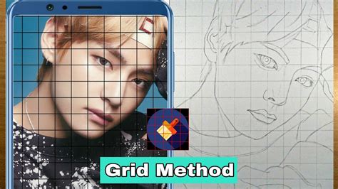 HOW TO USE GRID METHOD in Drawing Portraits Outline / BTS V Kim ...