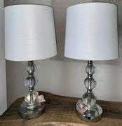 Matching Set of Contemporary Glass Table Lamps w/ Shades (20.5”H ...