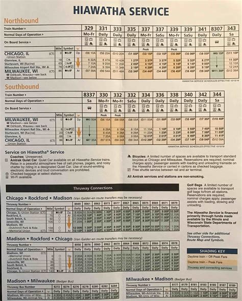 Amtrak Hiawatha Service Chicago Milwaukee Schedule
