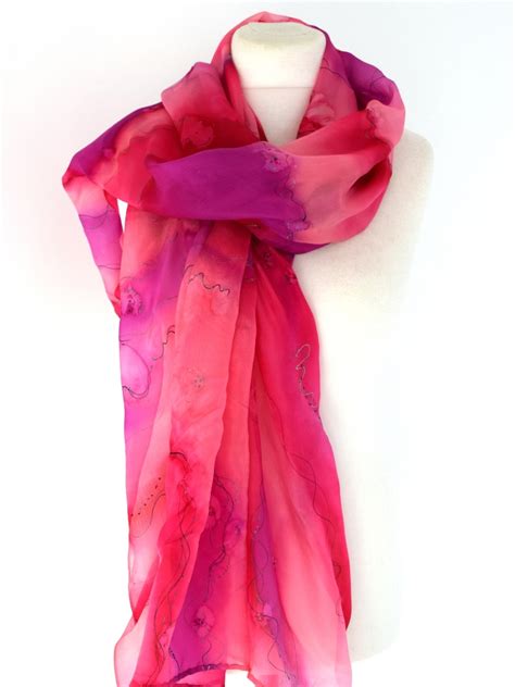 Pink Silk Scarf, cotton candy pink scarf, pink purple scarf