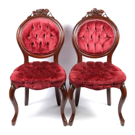 Pair of Victorian Style Upholstered Accent Chairs | EBTH