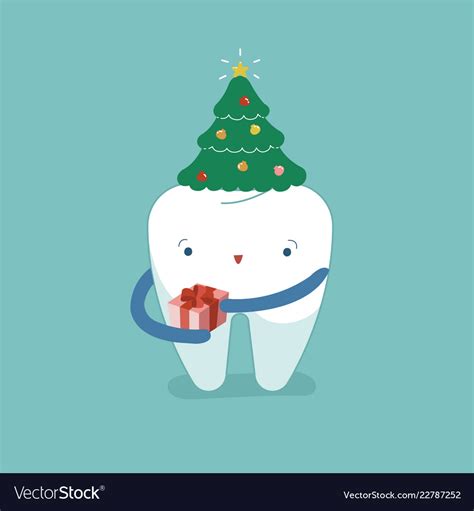 Christmas trees hat on tooth festival Royalty Free Vector