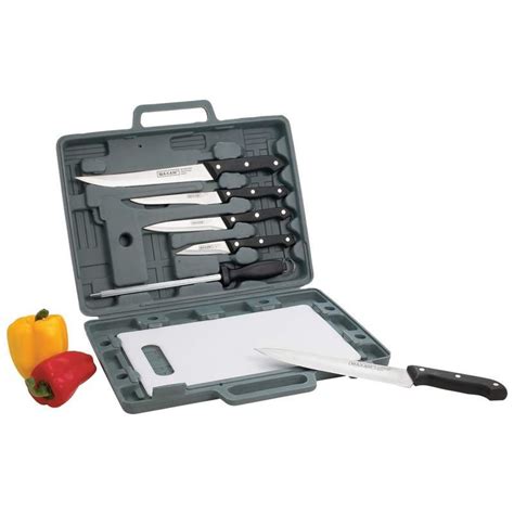 Maxam Stainless Steel Knife Set with Cutting Board and Case